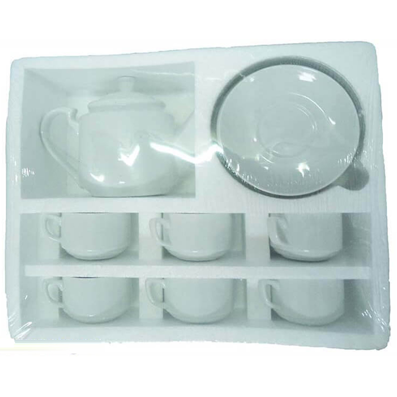 White ceramic tea cup set