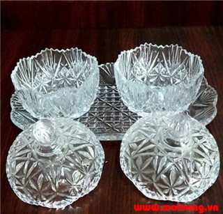 Bộ thố mứt thủy tinh trắng