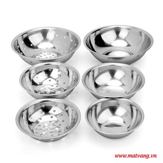 Bộ 6 Món: 3 Thau + 3 Rổ Inox