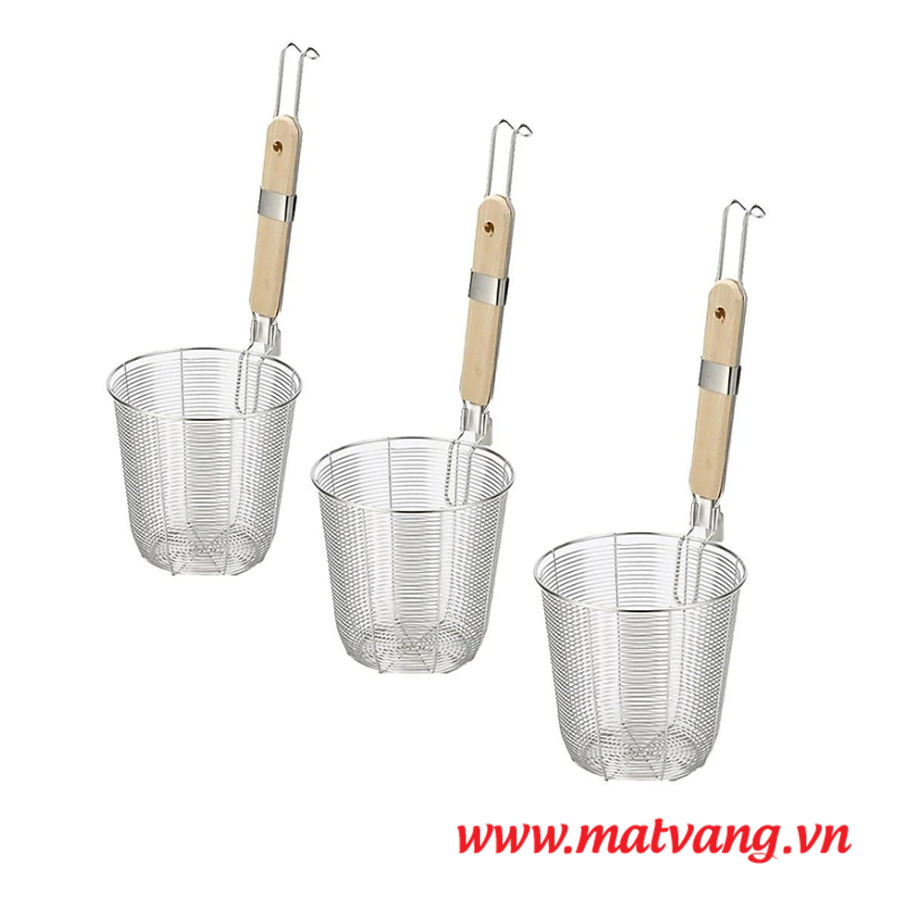 Vợt hủ tiếu inox cán gỗ 12 - 14 - 16