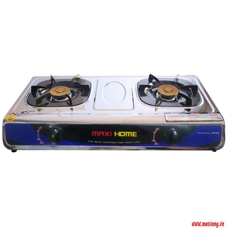 Two-burner stainless steel MAXI HOME gas stove